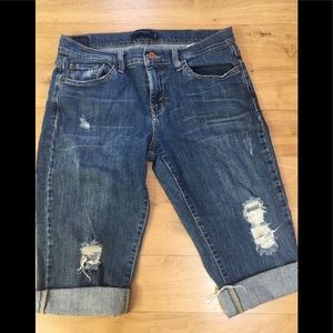 Levi’s 513 boyfriend jeans cut off long shorts.